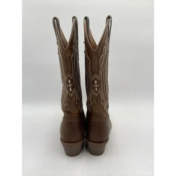 Justin Women's Rein Waxy Western Boots Square Toe Brown Size 7.5B - Picture 4 of 8